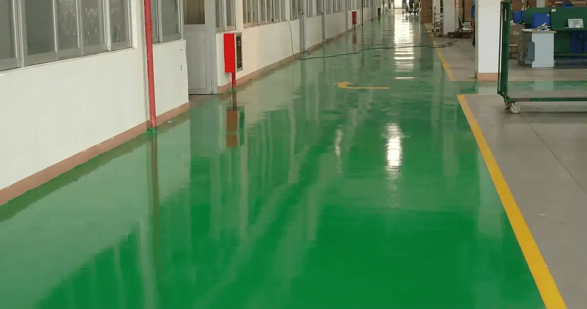 A factory floor professionally covered and marked with epoxy flooring in Raleigh, NC
