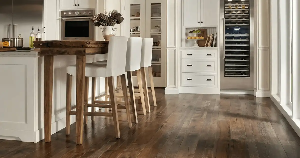 Professionally installed and refinished hardwood flooring in a residential home, showcasing smooth finish and natural wood tones in Raleigh, NC