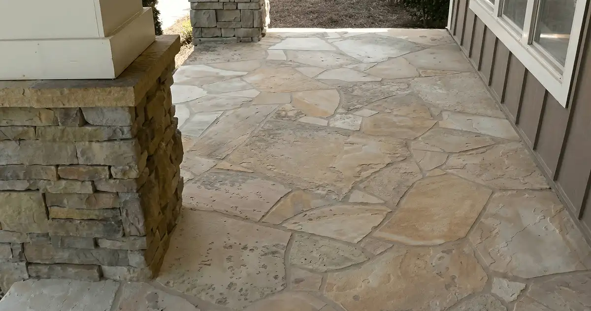 House entrance with professionally installed stone flooring in Raleigh NC