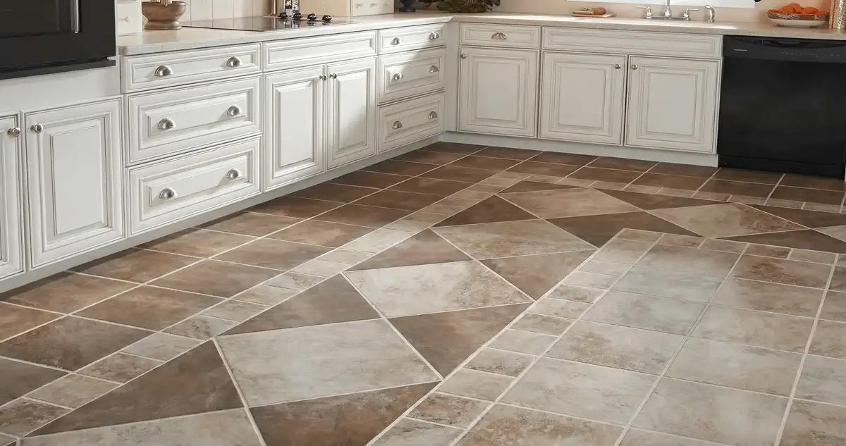Kitchen with white cabinets and a professionally installed tile floor in Raleigh, NC